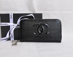 AAA Chanel Leather Long Zipper Wallet 20312 Black Online